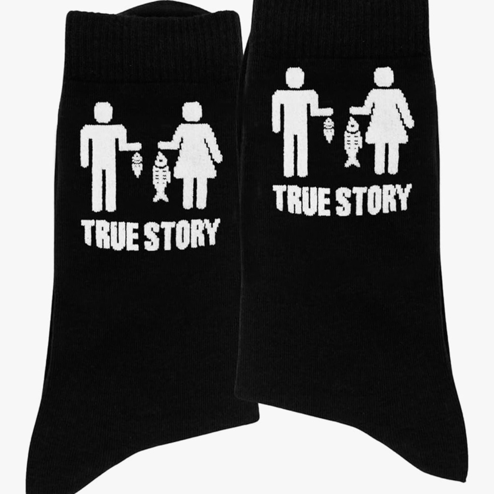 True Story Fishing Humor Crew Socks Funny Gift